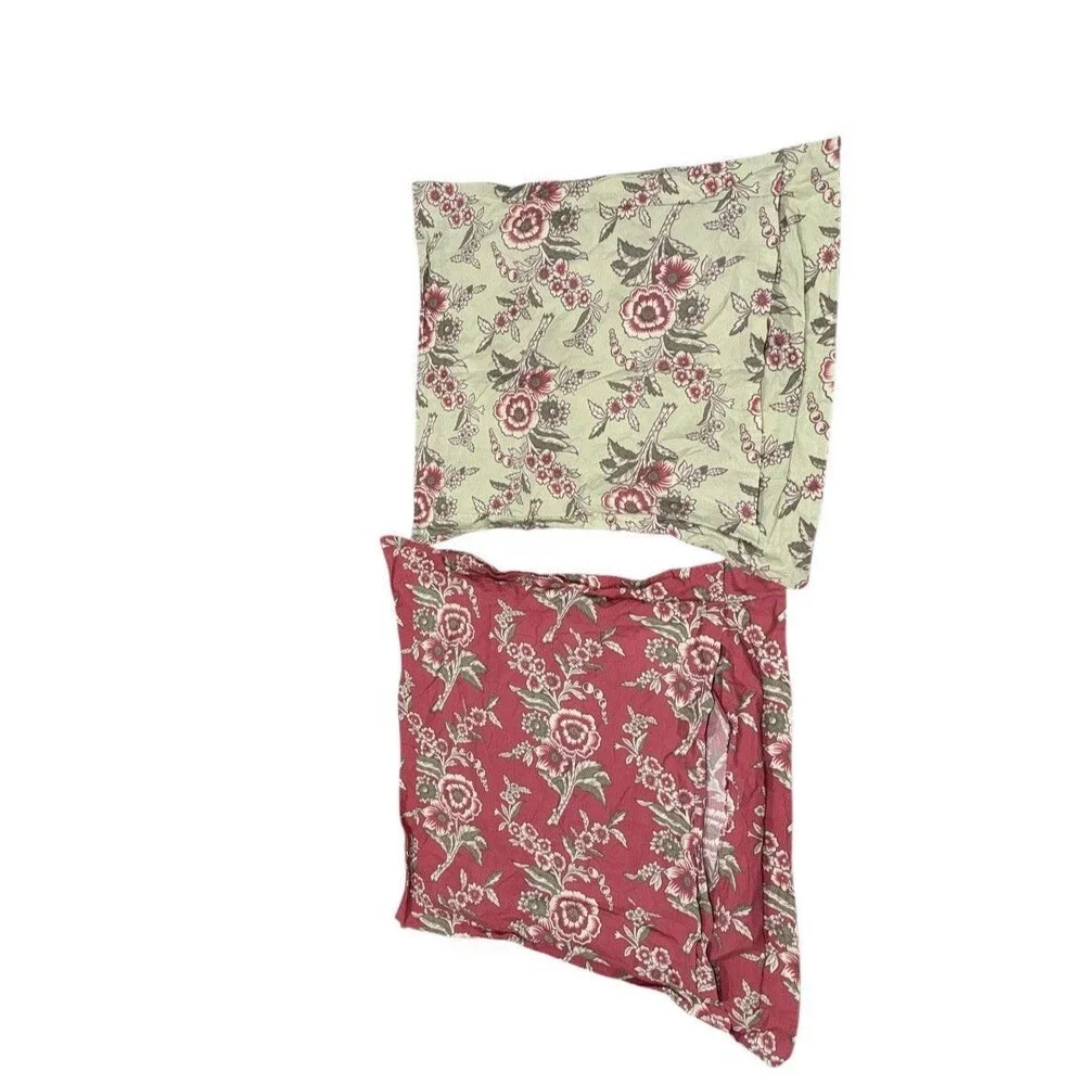 2 Pottery Barn Palampore Floral Pillow Shams Green Red